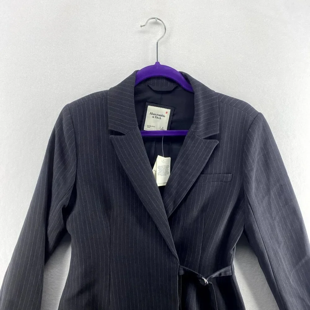 Abercrombie & Fitch Womens Gray Pinstripe Blazer Ladies Size‎ Small NEW
